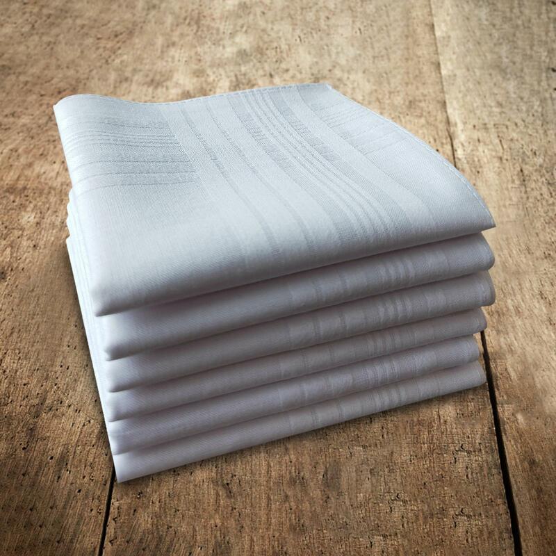 5x White Cotton Handkerchiefs for Men Gifts Kerchief 40x40cm Square Pocket Handkerchief for Father Weddings Grooms Prom Birthday