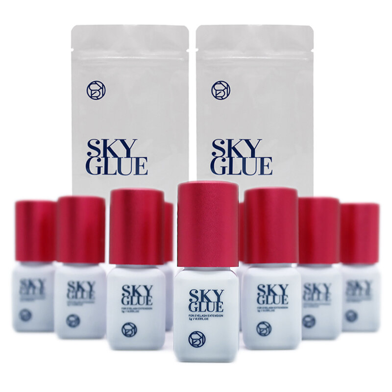 Sky cola para extensão dos cílios, 5ml, preto, vermelho, boné azul, beleza, saúde, beleza, salão de beleza, ferramentas de maquiagem, 10 garrafas