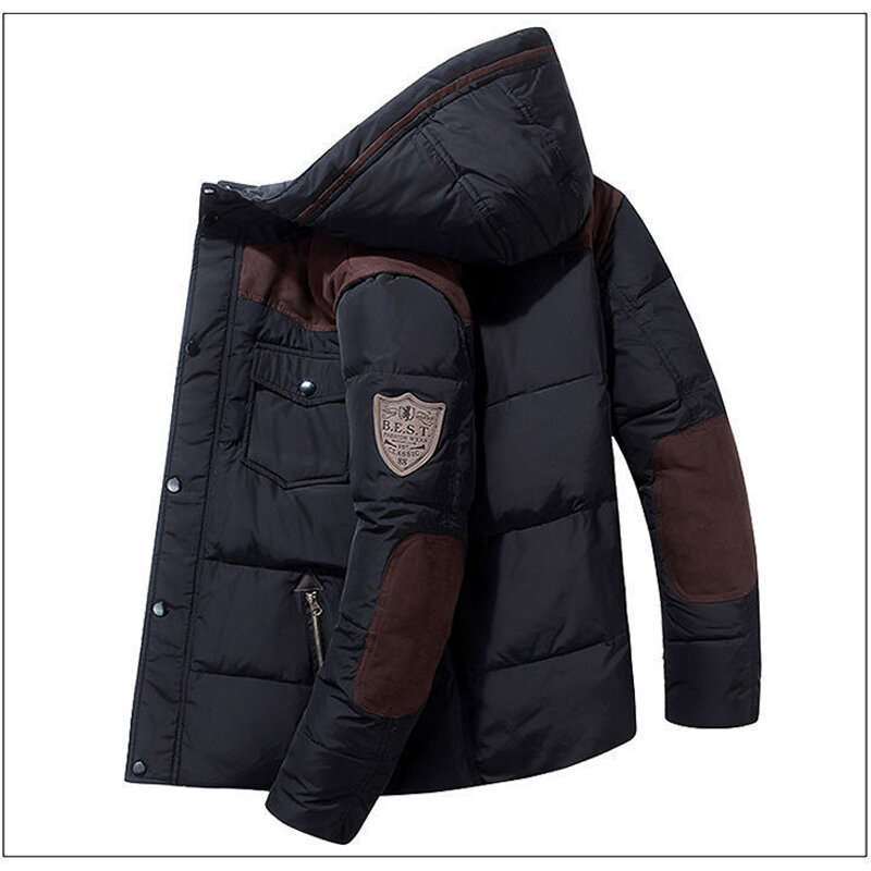 Pogrubiona kurtka puchowa z wyjątkowo zimnym kołnierzem męska średniej długości Iexull zimowa moda zagęszczony koreański ciepły płaszcz odporny na zimno