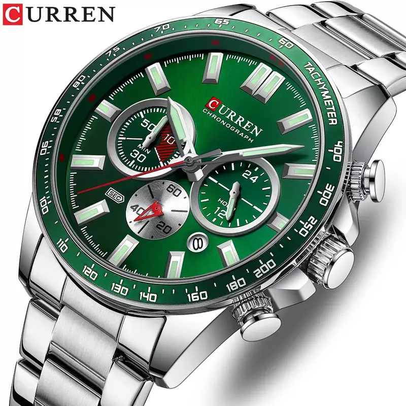 Curren 8418 Men's Watch Calendar Watch Steel Band Six Hand Multifunctional Quartz Watch Business