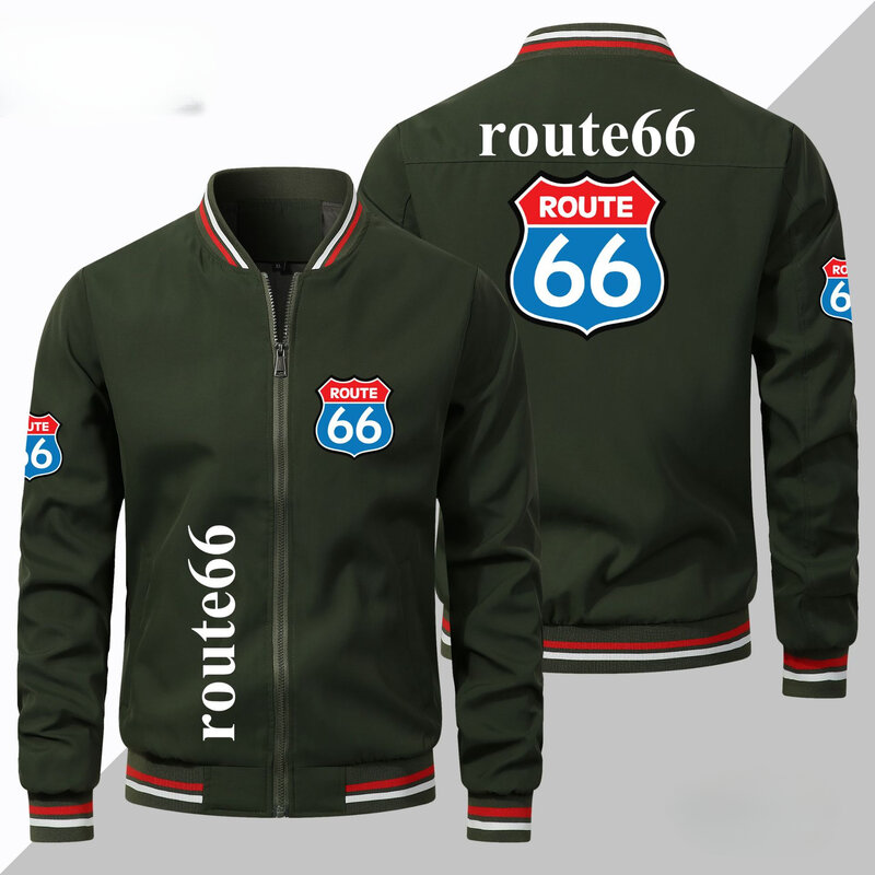 Lente En Herfst Europese Grote Jas Trendy Heren Route 66 Jas Sport Buitenste Heren Honkbal Uniform Auto Logo Jas
