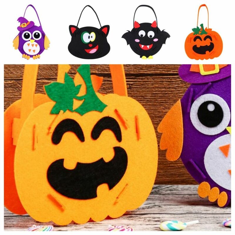 Diy Halloween Candy Bag Diy Trick Or Traktatie Tas Niet-Geweven Stof Draagbare Ghost Bat Pompoen Tas Voor Kids Party Halloween Cadeau