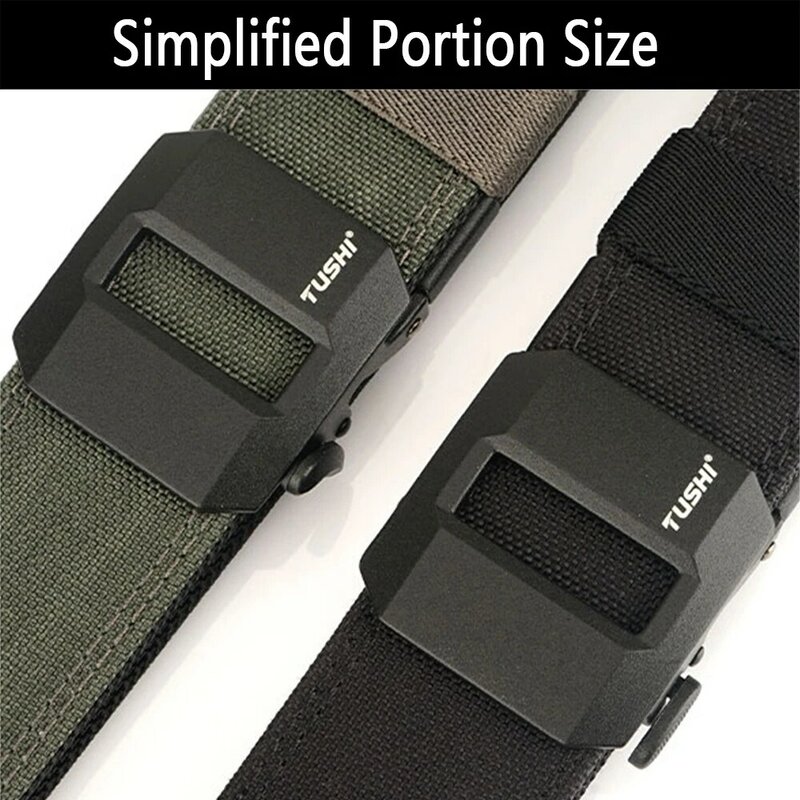 TUSHI Hard Tactical Gun Belt for Men 140cm Metal Automatic Buckle Thick Nylon Police Military Belt Casual Belt IPSC Girdle Male