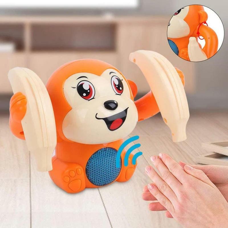 ของเล่นลิงไฟฟ้าสำหรับเด็กทารกของเล่นเด็กมีเสียงดนตรีควบคุมด้วยเสียงของเล่นเด็กพูดและกลิ้งได้