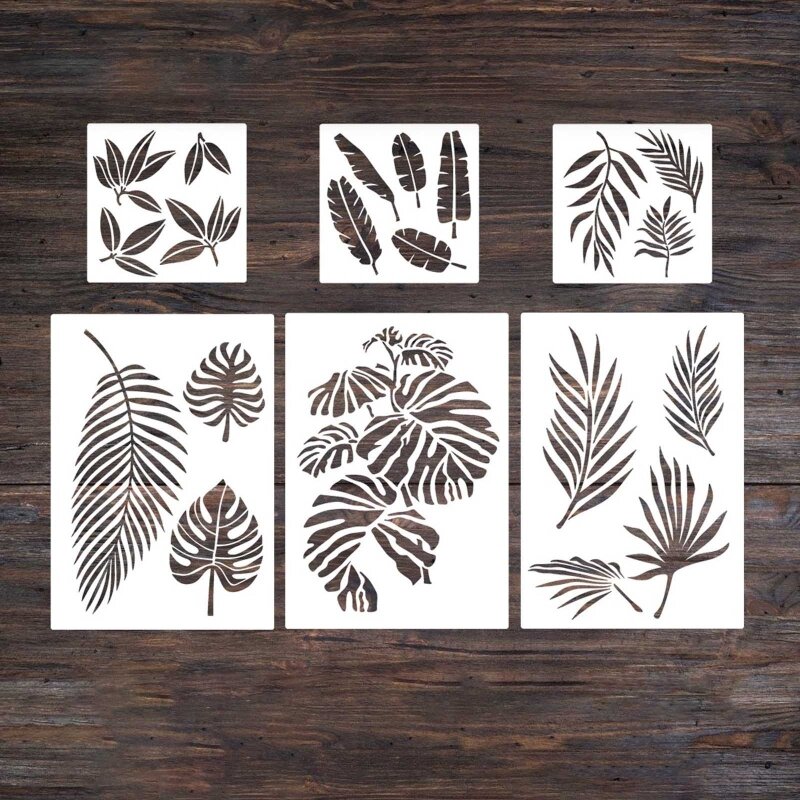 9Pack Flower Leaves Painting Stencils Reusable Flexible Drawing Templates Hollow for DIY Lover Kid Boy Girl Dropship