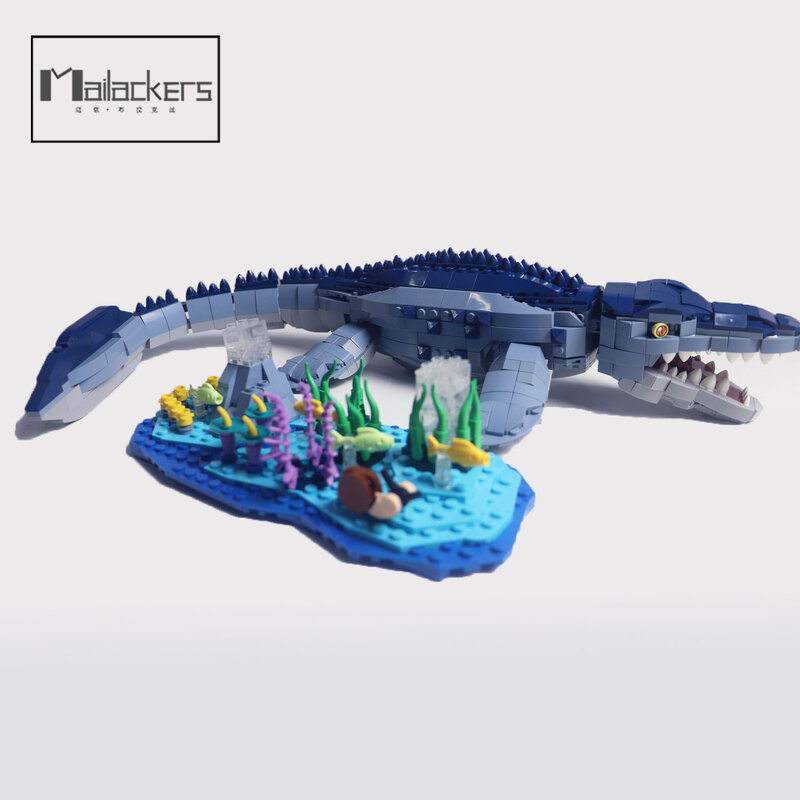 Mailacker – ensemble de blocs de construction dinosaures Jurassic, modèle tyrannosaure Rex Mosasaurus stegosaure, jouet pour garçons, cadeau, 1200 pièces