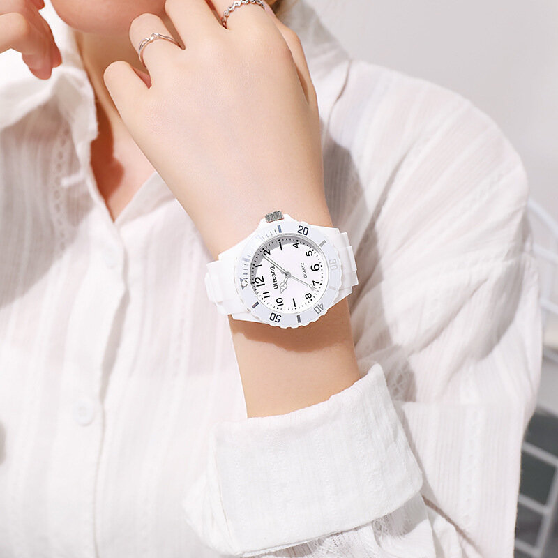 Zegarek studencki sportowy POPACC w cukierkowym kolorze dla kobiet wodoodporny zegarek z imitacją rzucania prosty kwarcowy zegarek na imprezę