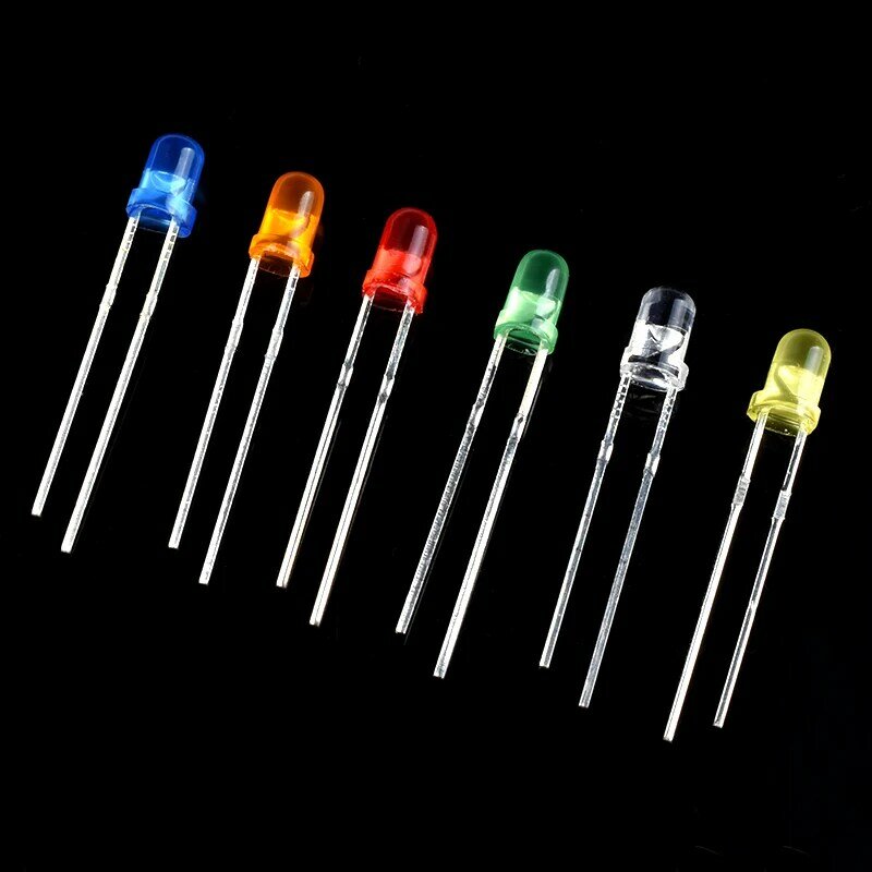 Kit surtido de diodos LED de 3mm y 5mm, blanco, verde, rojo, azul, amarillo, naranja, F3, F5, kit electrónico de diodos emisores de luz, 100 Uds./200 Uds.