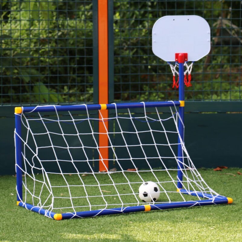 Portería de fútbol para deportes al aire libre para niños, Traje dos en uno, soporte de baloncesto para niños y niñas, portería de fútbol portátil, juguete de plástico Mini
