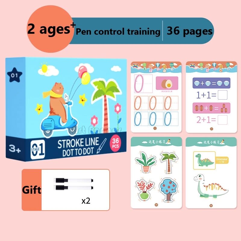 Magiczne śledzenie zeszyt ćwiczeń kontrolnych książka szkoleniowa wielokrotnego użytku magiczna praktyka zeszyt dla dzieci Montessori rysunek edukacyjne materiały piśmienne
