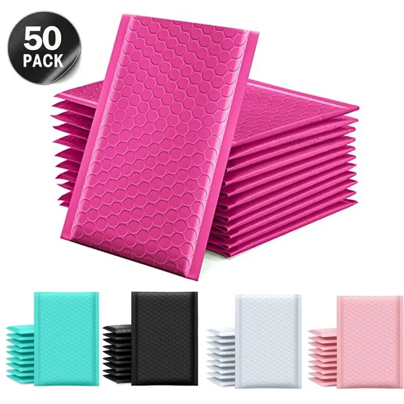 Roze Bubble 50 Stuks Enveloppen Voor Verzending Tassen Gewatteerde Enveloppen Voor Verpakking Zegel Mailing Cadeau Vulling Paars En Roze Zwart