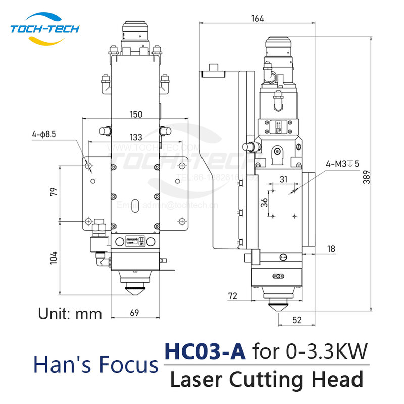 Tochtech-ハンのフォーカスファイバーレーザーカットヘッド,プロ仕様のメーカー,0-3.3kw, HC03-A,高品質