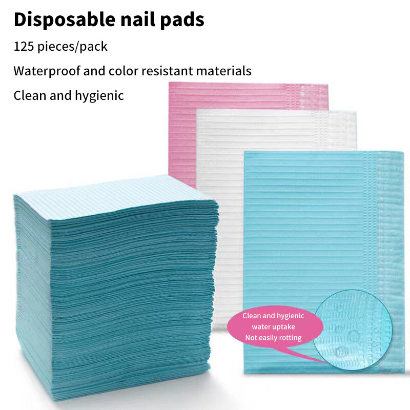 125 pezzi tappetino per Nail Art tappetini puliti usa e getta bellezza per la cura delle unghie smalto tovaglie impermeabili strumento per Manicure carta per pelucchi
