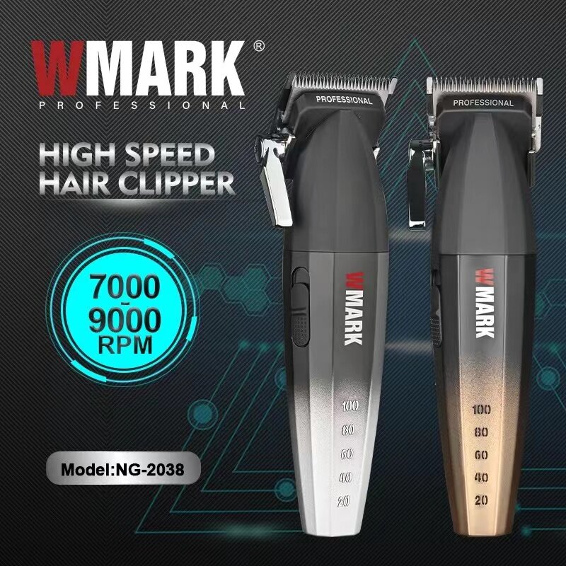 WMARK NG-2038 전문 충전 이발사, 무선 전기 이발사, 남성용 헤어 트리머, 수염 스크레이퍼, 고품질 블레이드