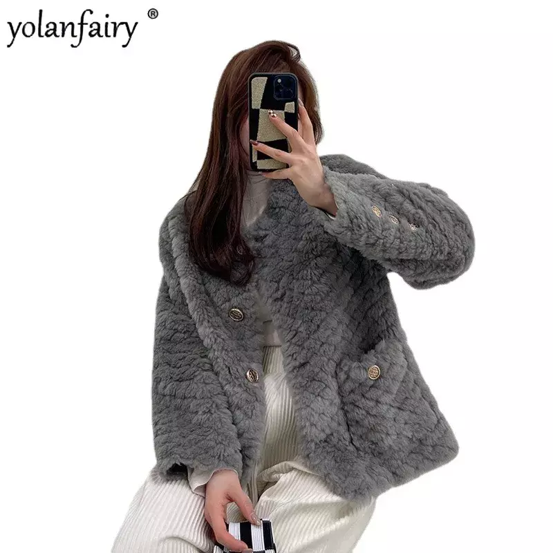 羊の毛の複合毛皮のジャケット、女性用、統合された純ウール、暖かいトップス、新しい冬のコート、fcy5046、2023、2023