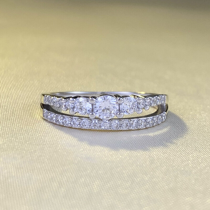 2024 nowy srebrny pierścionek koronkowa spódniczka S925 dla kobiet, świeży i popularny w europie i amerykański, Design w stylu Instagram, cyrkonia