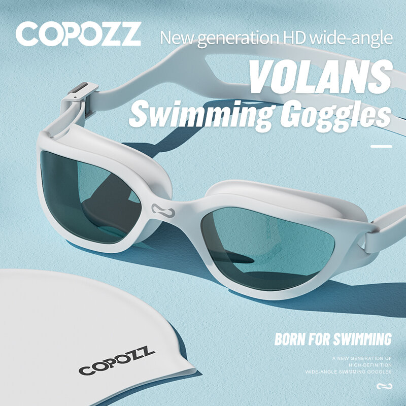 COPOZZ Kacamata Renang HD Profesional Perlindungan UV Antikabut Kacamata Renang Dapat Disesuaikan Kaca Air Silikon untuk Pria dan Wanita