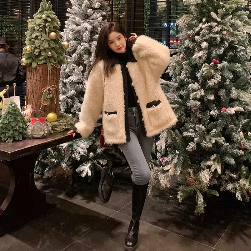 Parka Vrouwen Zoete Ontwerp Zakken Losse Warm Eenvoudige Mode Alle-Match Koreaanse Stijl Leisure Winter Thicken Dagelijkse Dames Panelled