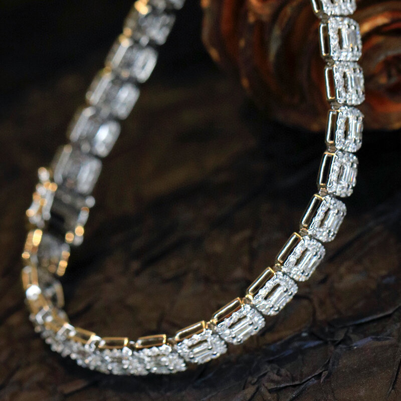 Aazuo-18K pulseira quadrada de ouro para mulheres, diamantes reais, upscale, moda, casamento, noivado, festa, 3.5ct, alta qualidade