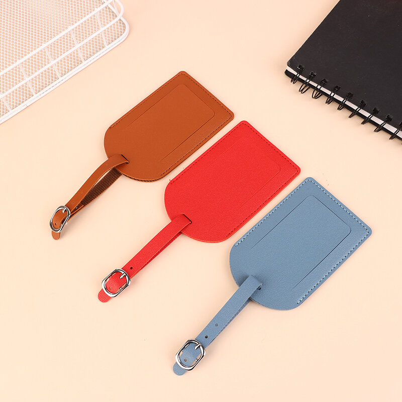 1PC Portable PU Leather Luggage Tag Suitcase Identifier Label Baggage Board Bag Tag Name ID Address Holder Travel Passport Card