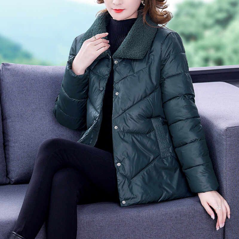 2023 autunno e inverno nuova giacca leggera in cotone da donna con colletto allentato e cappotto corto sottile e caldo di grandi dimensioni