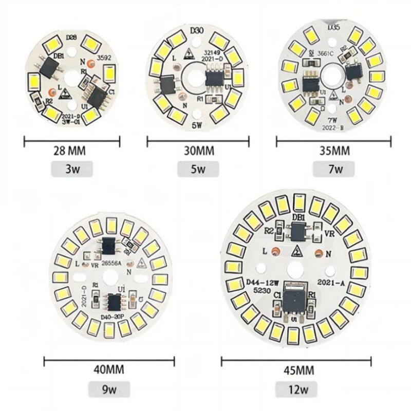 Plaque de source de lumière circulaire pour ampoule LED, lampe patch, plaque SMD, AC 220V, puce Downlight, budgétaire