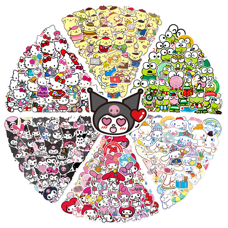 50 szt. Naklejki dla dzieci Cartoon Kuromi moja melodia słodkie naklejki zabawki dla dziewczynki Laptop Kawaii estetyczna dekoracja Anime naklejka dla dzieci