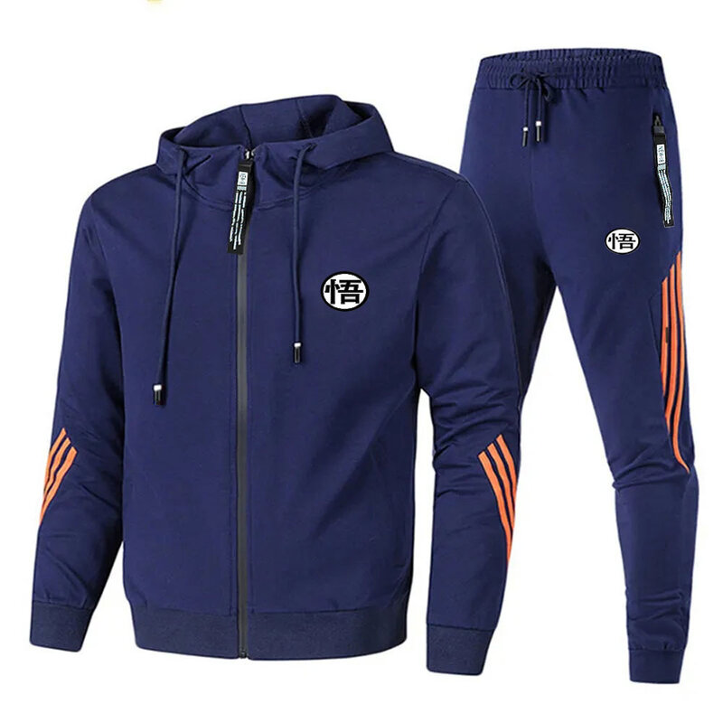 Men's Sportswear Fashion hooded Sportswear suit Sweatshirt+sweatpants suit Zipper hooded suit Men's jogging suit