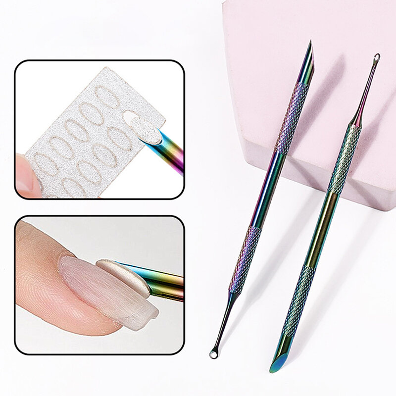 1 PC Double-ended Stainless Steel Cuticle Pusher Nail Manicures Remover Dead Skin Push Remover Manicure Tool
