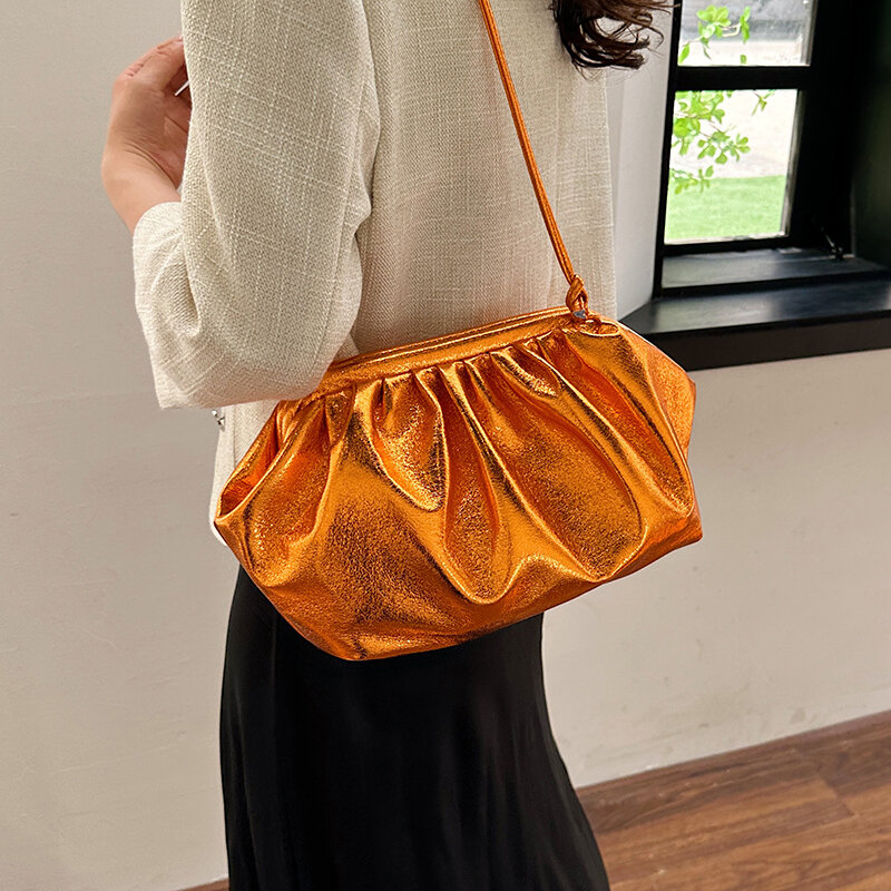 Tas bahu selempang rantai wanita dompet klip Clutch merek tas Cloud berlipat tas desainer mewah tas Hobo fesyen 8 warna
