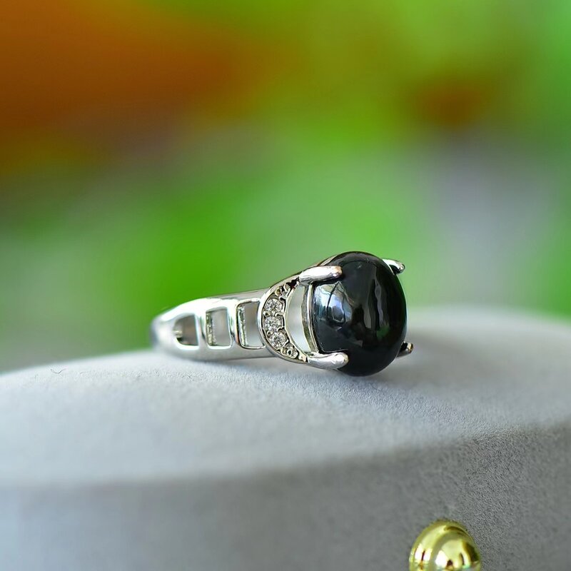 Нефритовое Кольцо Hetian💍Регулируемые кольца из натурального черно-зеленого камня, стильные женские шармы, ювелирные изделия, изысканные обручальные кольца, ювелирные изделия