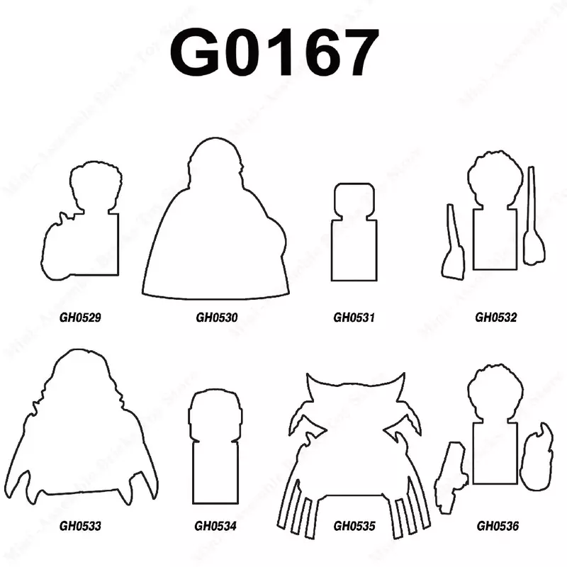 G0167のヒーローのレンガ、アニメの人形、想像力、ミニアクションおもちゃのフィギュア、組み立てモデル、ビルディングブロック、子供向けギフト