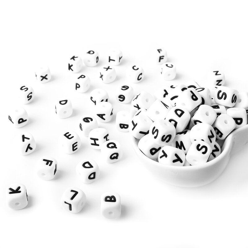 10pcs 12mm Buchstaben Silikon perlen Schnuller Clip Kette personal isierte Name Alphabet Perlen für Schmuck machen DIY Halskette Armband