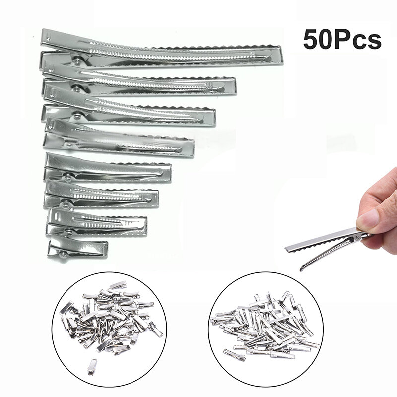 50 Stück Silber Flach metall Single Prong Alligator Haars pangen Haars pange für Schleifen DIY Zubehör Haarnadeln 20mm/40mm/55mm