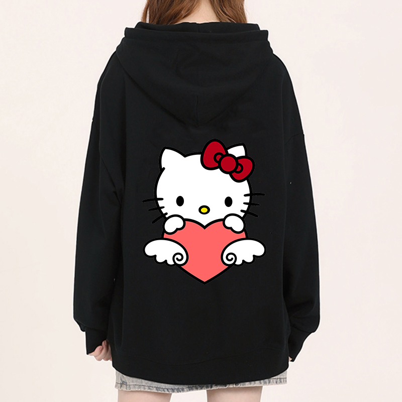 Sudadera con capucha Kawaii Hello Kitty para hombre y mujer, ropa deportiva informal con estampado de dibujos animados, Sanrio, primavera y otoño