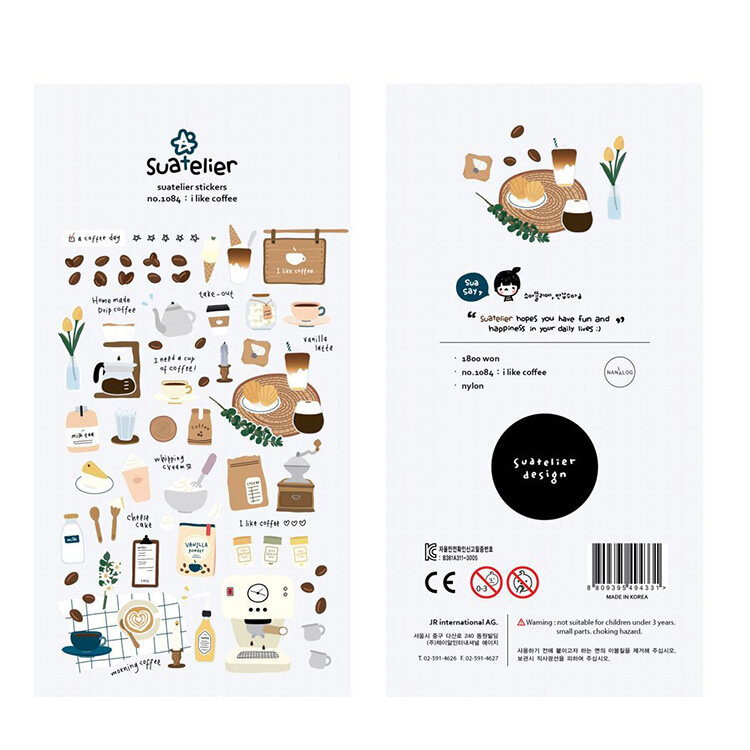 Korean Brand Suatelier Collection Daily Food Vlog Stickers DIY Scrapbooking Journey Diary Stationery Stickers Supplies