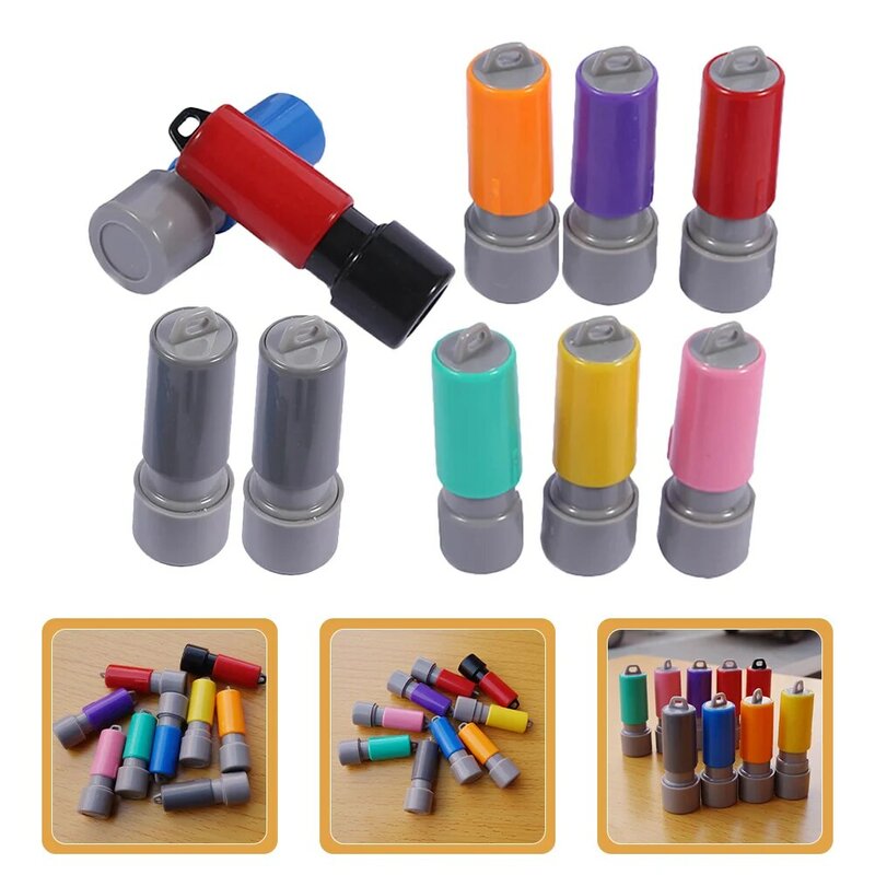 10 Pcs Seal Case Stamp Accessory Blank Seals Small Ink DIY Making Tool Stamps Postage with Pad Name Round