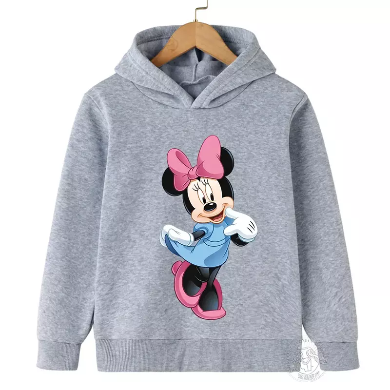 Disney Minnie bluza dziecięca z nadrukiem z kapturem jesienna bluza z kapturem dla chłopców dziewcząt odzież dziecięca Graffiti na co dzień