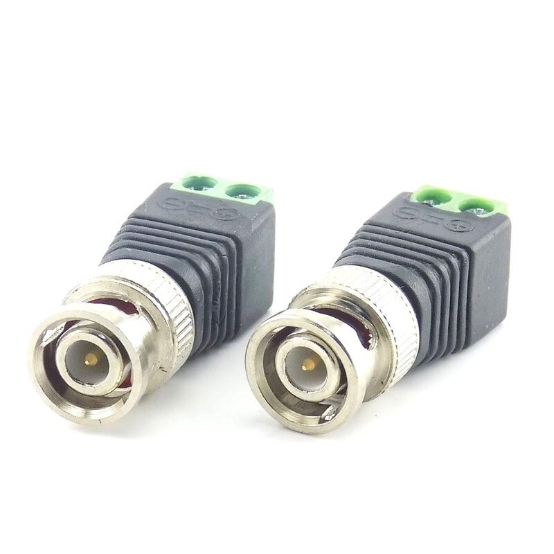 10Pcs Coax CAT5 BNC Male Connector Plug DC Adapter Video Balun cable for CCTV Video Camera Security System Accessories L19