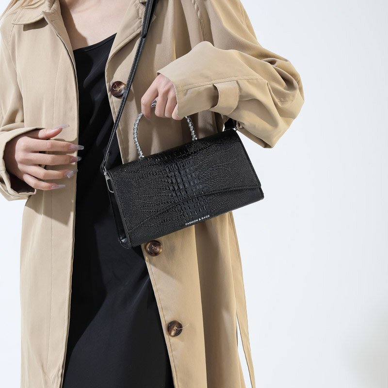 Borsa in pelle di alligatore borsa di lusso per donna pochette con manico in metallo borsa piccola moda borse a tracolla firmate a tracolla