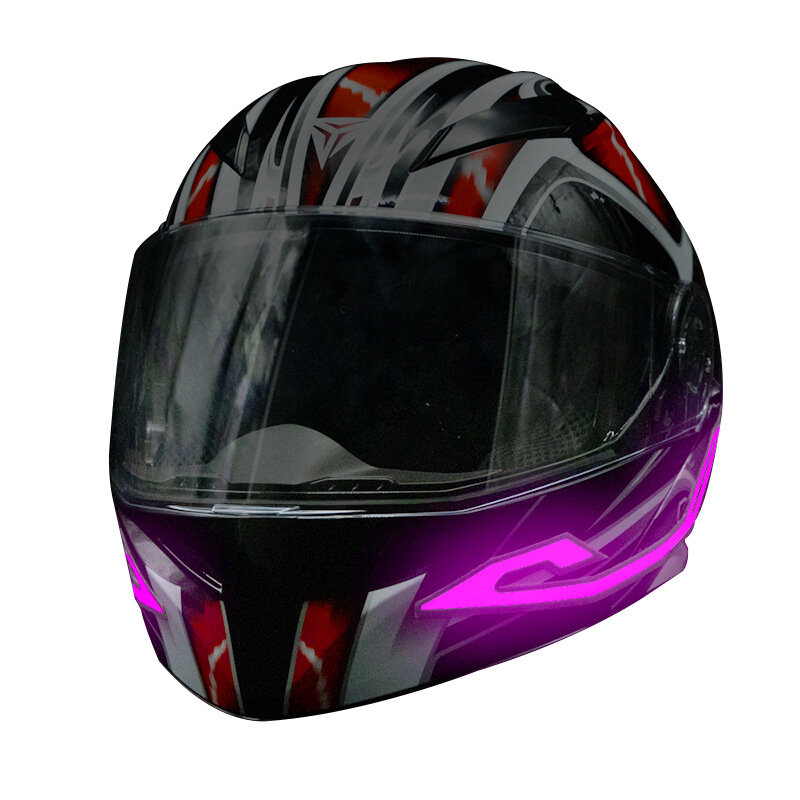 EL 차가운 빛 헬멧 라이트 스트립, 오토바이 멋진 헬멧 장식 라이트 스트립, 야간 라이딩 경고등, 헬멧 스트립 충전