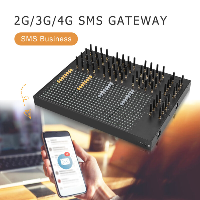 Puerto máximo 4G Lte SMS Gateway 64 puertos con 2G/3G/4G, Tarjeta Sim múltiple 64, módem, dispositivo SMS a granel, bloque antisim
