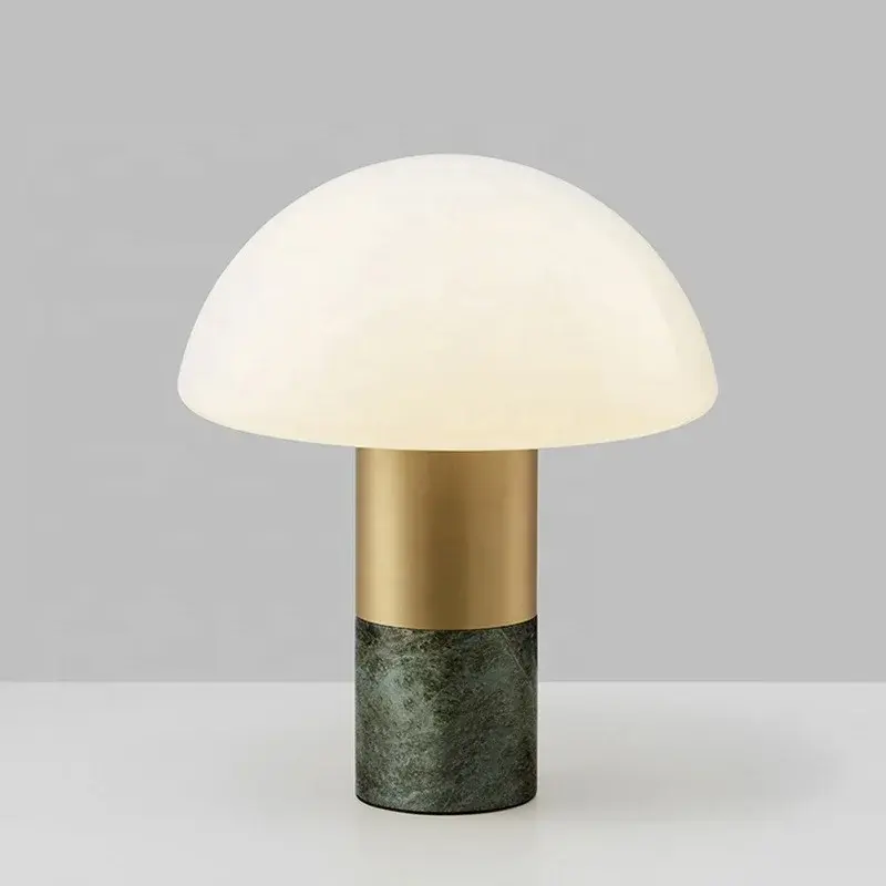 Lampe de Table en Marbre de Style Post-Moderne Nordique, Luminaire de Luxe Simple en Forme de Champignon, Idéal pour une Chambre d'Hôtel