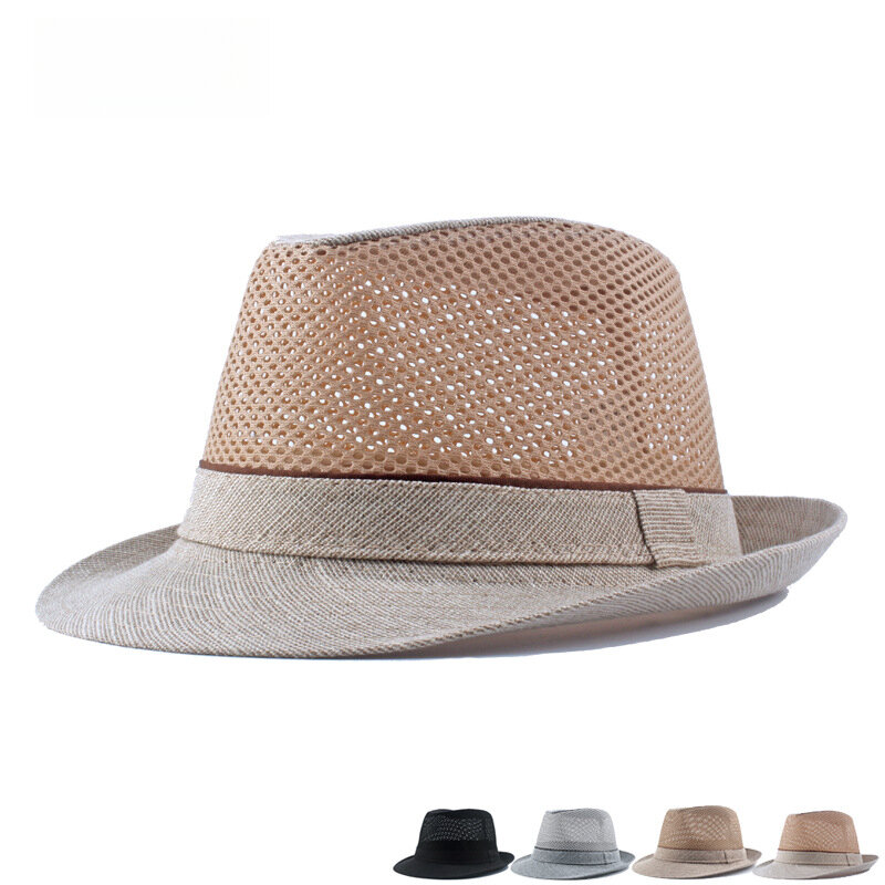 남성용 여름 메쉬 재즈 태양 모자, 햇빛 차단 및 통기성 챙, 폴리에스터 해변 여행, TY0227