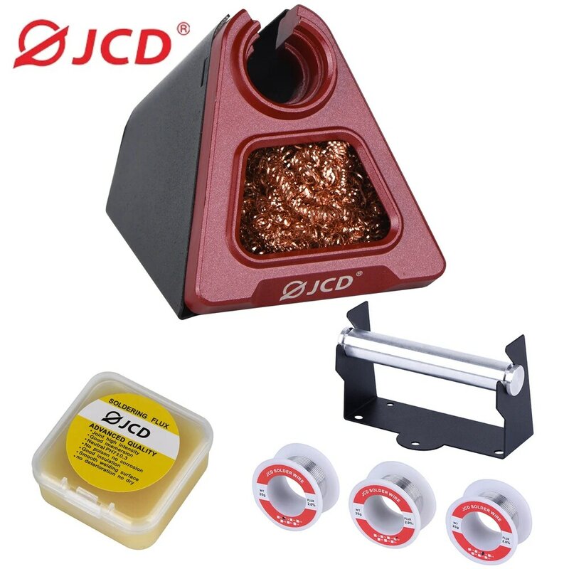 JCD 820 Aluminum Alloy Electric Soldering Iron Stand Holder with Welding Cleaning copper ball solder wire RMA flux