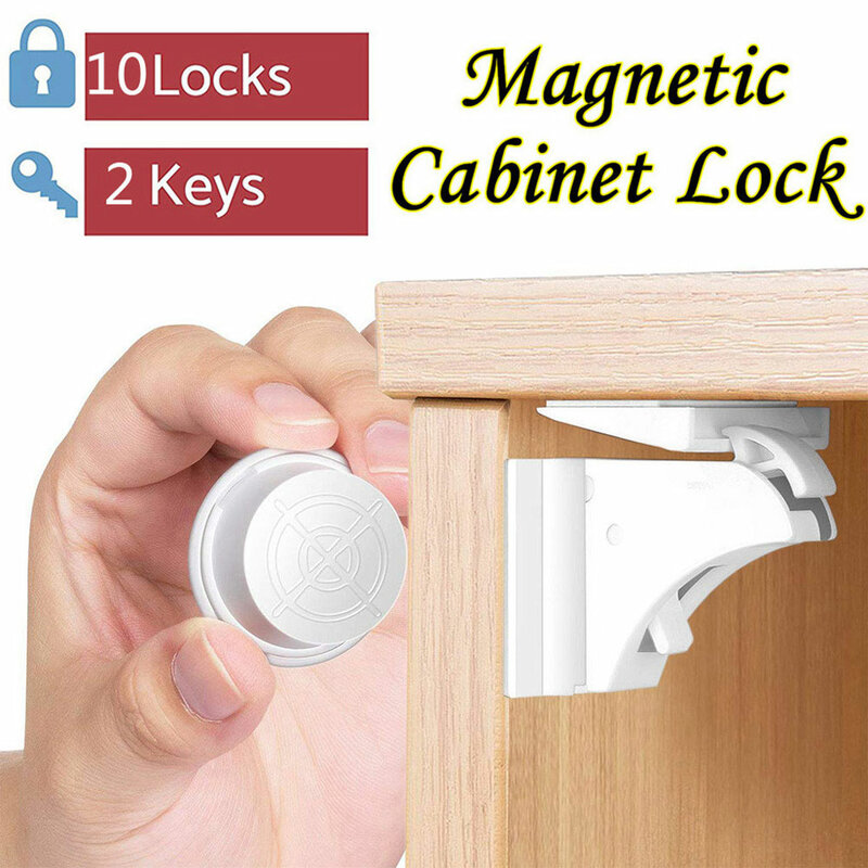 Kunci anak magnetik kunci keamanan anak-anak kunci laci pengaman bayi kunci pintu kabinet berkait pembatas kunci keamanan anak