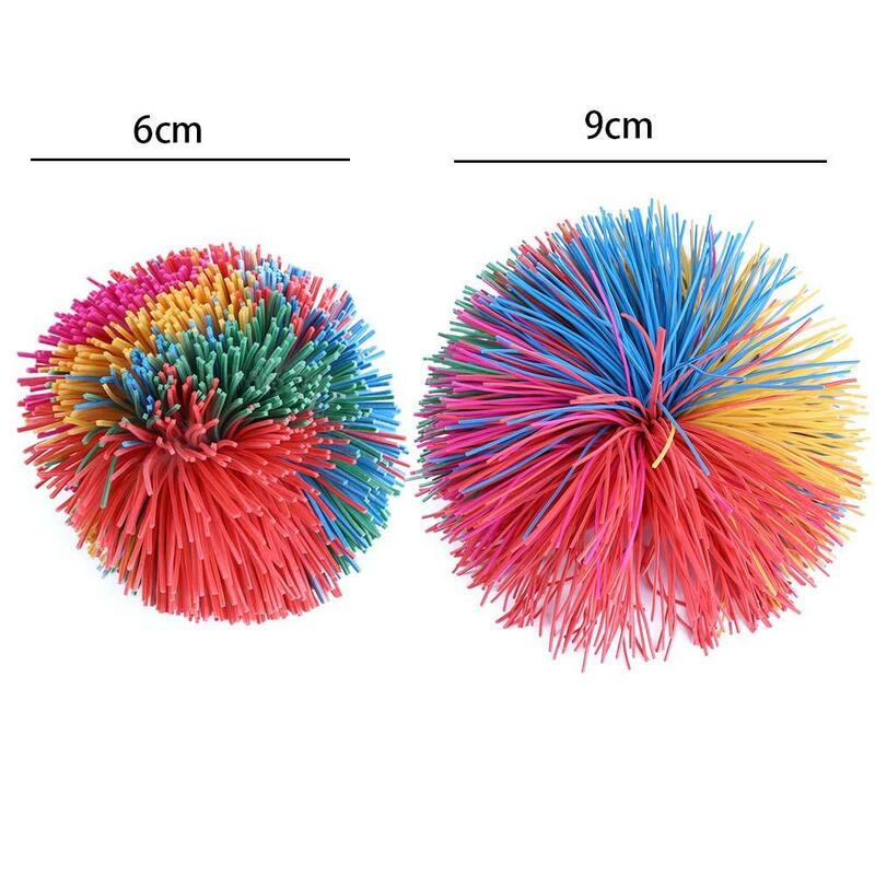 Bolas de juguete para aliviar el estrés de 6cm/9cm, bolas sensoriales de arcoíris, bolas elásticas para bebé, bolas hinchables para el estrés, bolas de cuerda de mono