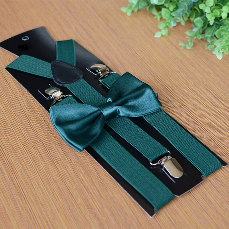 Men Adjustable Elasticated Matching Suspenders Braces&Bow Tie Combo Sets Fancy Costume Solid Fashion Formal Men's Accessories