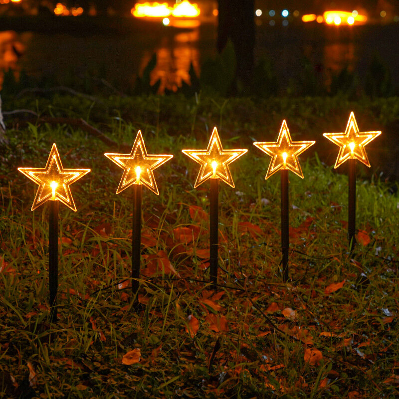 Outdoor Garden LED Solar Light Christmas Tree Snowflake Star Stake Light Waterproof Pathway Yard Solar Lamp Christmas Decoration