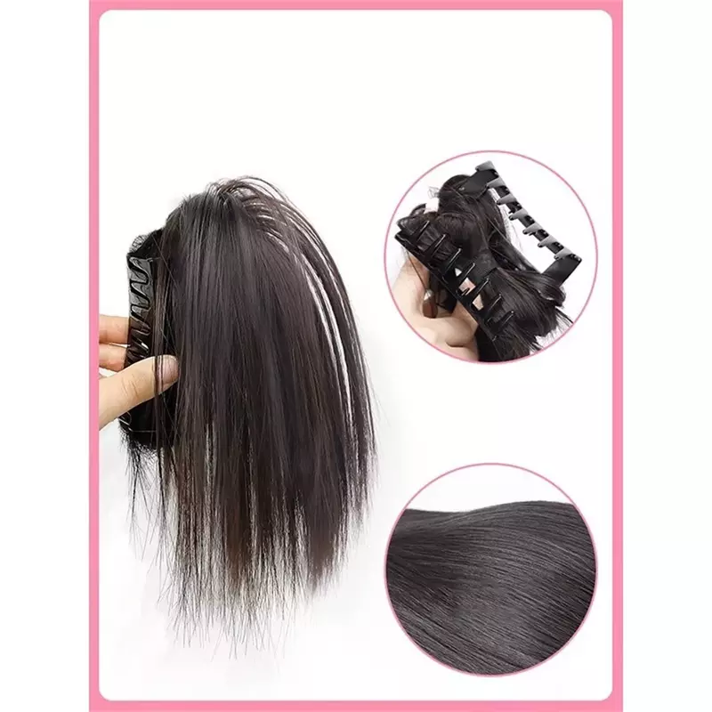 Korean Claw Clip Ponytail Hair Medium Length Ponytail With Grip Style Semi Tied High Ponytail Spicy Girl Braid Synthetic Hair